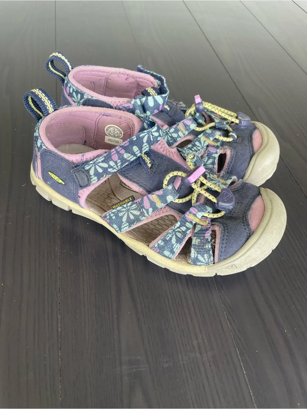 Keen Kids CNX Seacamp Navy and Pink Floral Closed-Toe Sport Sandals